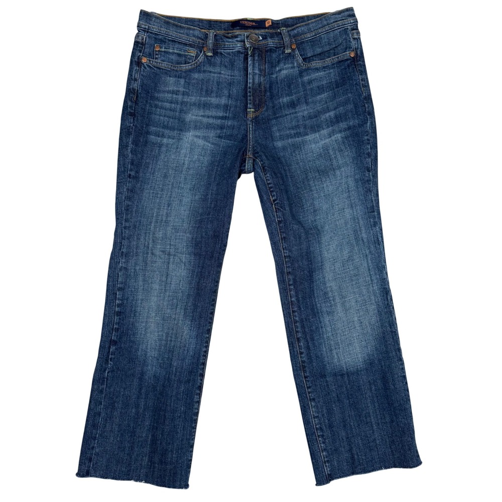 Vertigo Paris Jeans 12 34x26 Raw Hem Straight Leg Medium Wash Denim Casual